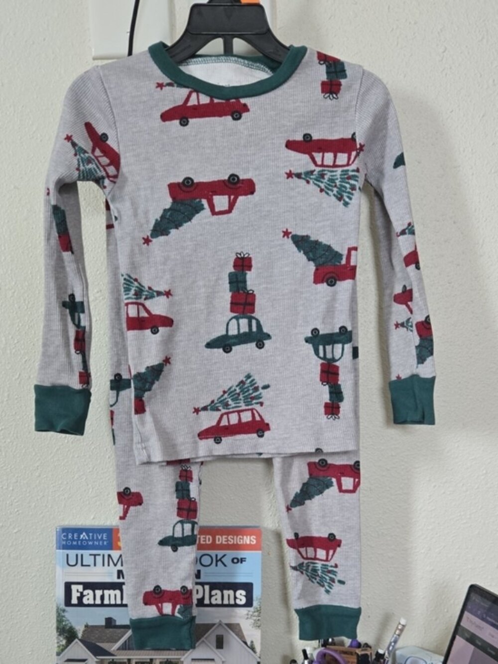 Carter's Gray Pajama Set with Red Car & Green Tree Prints